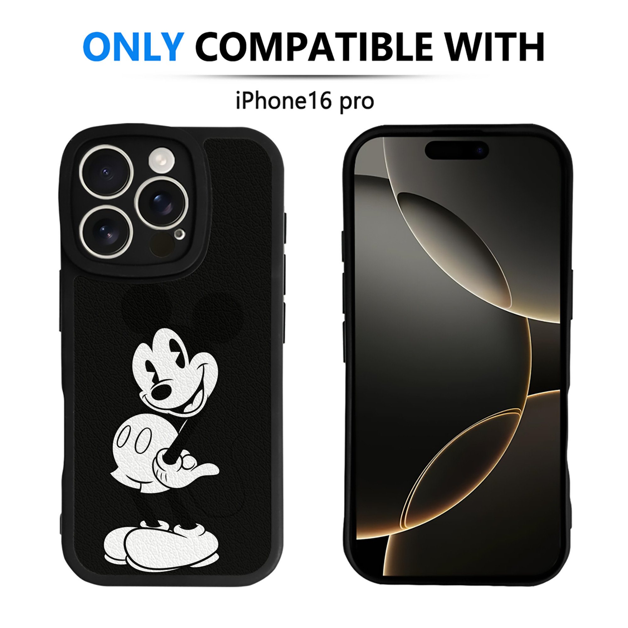 （画像用） ミッキーマウス Mickey Mouse 【iPhone 16シリーズ対応】シリコンスマホケース（レザー調） 材質：シリコン